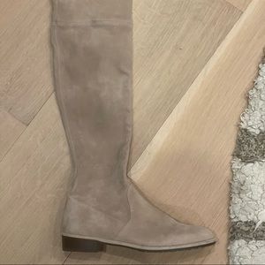 Cream suede over the knee boots